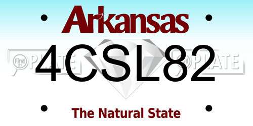 4CSL82 Arkansas License Plate