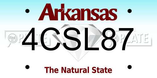 4CSL87 Arkansas License Plate
