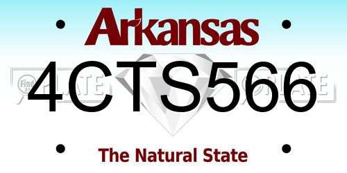 4CTS566 Arkansas License Plate