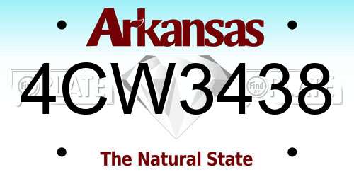 4CW3438 Arkansas License Plate