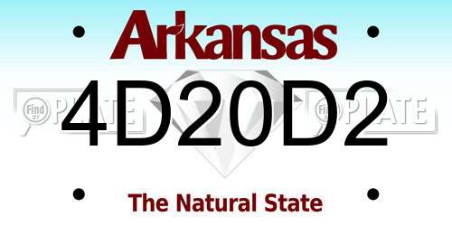 4D20D2 Arkansas License Plate