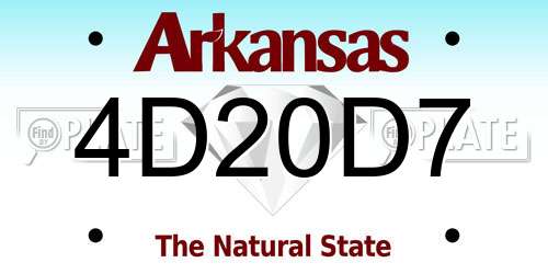 4D20D7 Arkansas License Plate