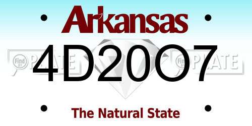 4D20O7 Arkansas License Plate
