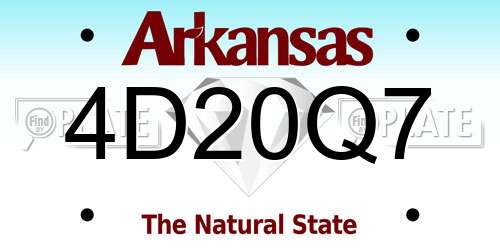 4D20Q7 Arkansas License Plate