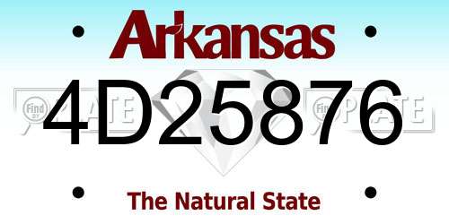 4D25876 Arkansas License Plate