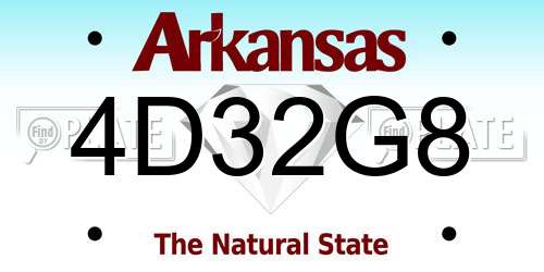 4D32G8 Arkansas License Plate