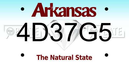 4D37G5 Arkansas License Plate