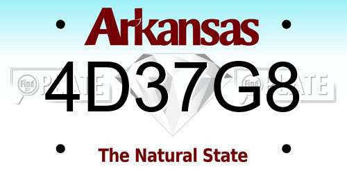 4D37G8 Arkansas License Plate