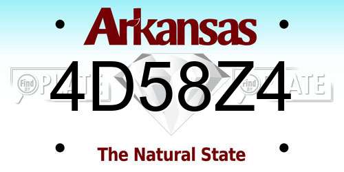 4D58Z4 Arkansas License Plate