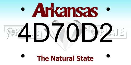 4D70D2 Arkansas License Plate