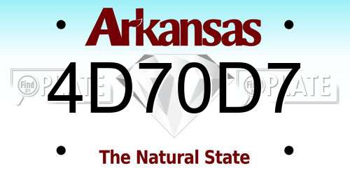 4D70D7 Arkansas License Plate