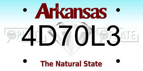 4D70L3 Arkansas License Plate