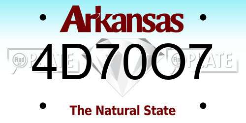 4D70O7 Arkansas License Plate