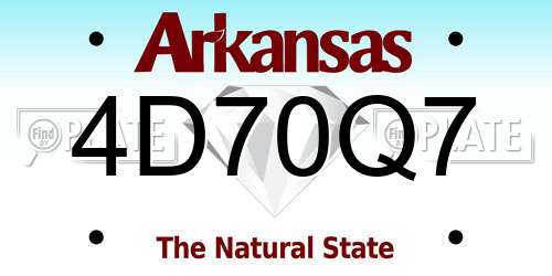 4D70Q7 Arkansas License Plate