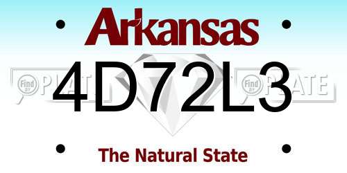 4D72L3 Arkansas License Plate