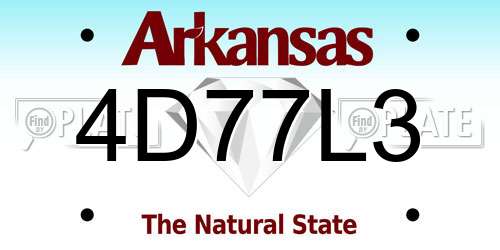 4D77L3 Arkansas License Plate