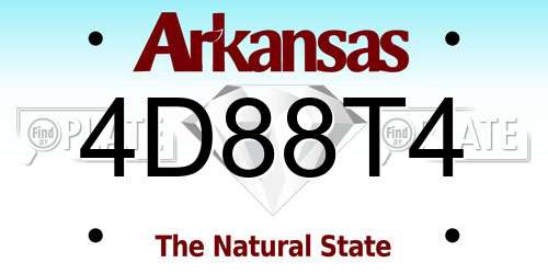 4D88T4 Arkansas License Plate