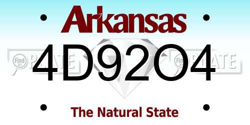 4D92O4 Arkansas License Plate