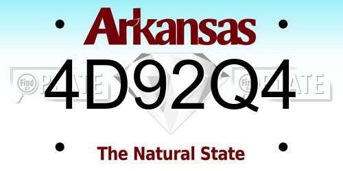 4D92Q4 Arkansas License Plate