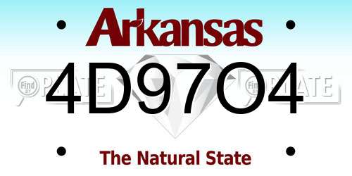 4D97O4 Arkansas License Plate