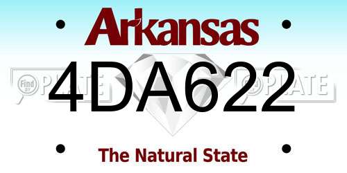 4DA622 Arkansas License Plate