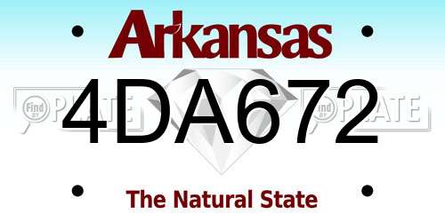 4DA672 Arkansas License Plate