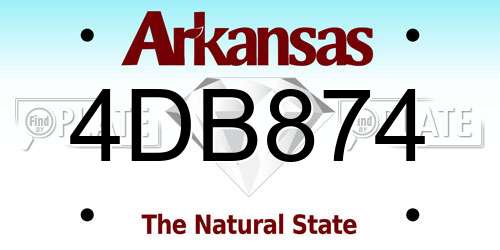 4DB874 Arkansas License Plate
