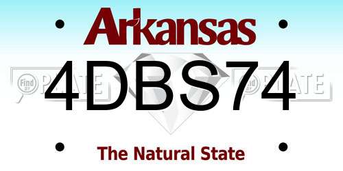 4DBS74 Arkansas License Plate