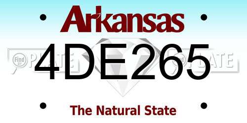 4DE265 Arkansas License Plate