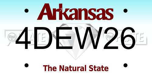 4DEW26 Arkansas License Plate