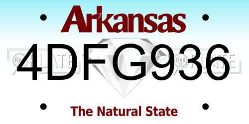 4DFG936 Arkansas License Plate