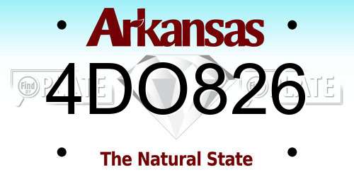4DO826 Arkansas License Plate