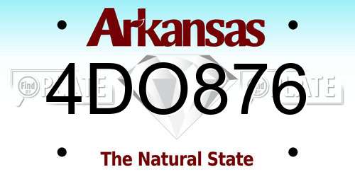 4DO876 Arkansas License Plate