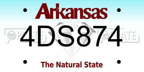 4DS874 Arkansas License Plate
