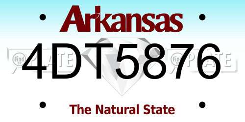 4DT5876 Arkansas License Plate