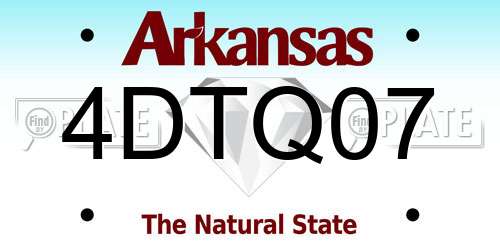 4DTQ07 Arkansas License Plate