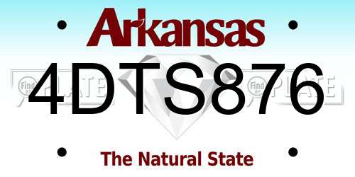 4DTS876 Arkansas License Plate