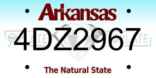 4DZ2967 Arkansas License Plate