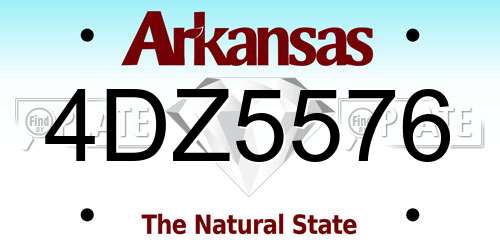 4DZ5576 Arkansas License Plate