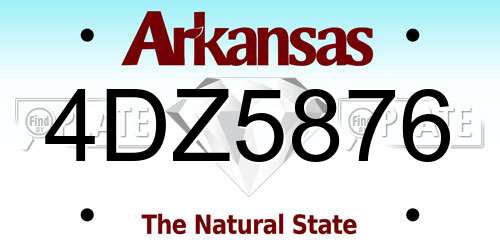 4DZ5876 Arkansas License Plate