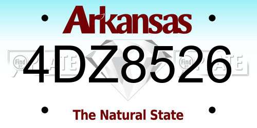4DZ8526 Arkansas License Plate