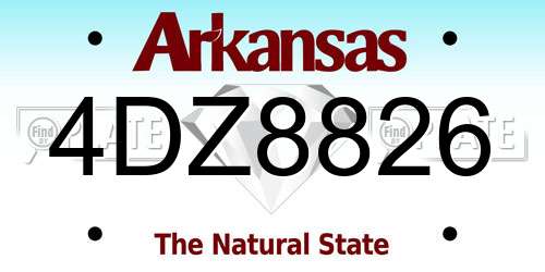 4DZ8826 Arkansas License Plate