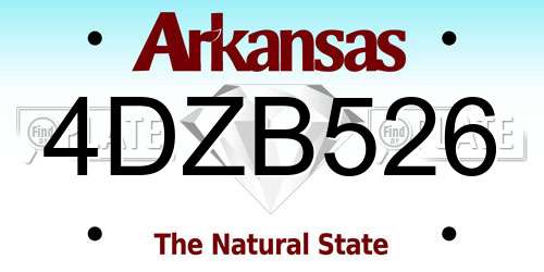 4DZB526 Arkansas License Plate