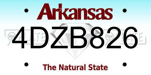 4DZB826 Arkansas License Plate