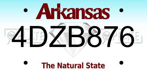 4DZB876 Arkansas License Plate