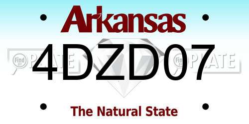 4DZD07 Arkansas License Plate