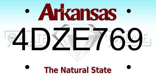 4DZE769 Arkansas License Plate