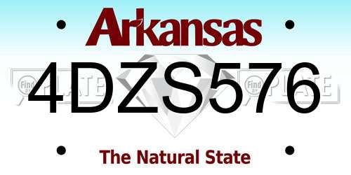 4DZS576 Arkansas License Plate