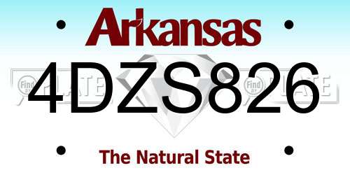 4DZS826 Arkansas License Plate