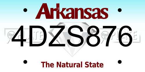 4DZS876 Arkansas License Plate